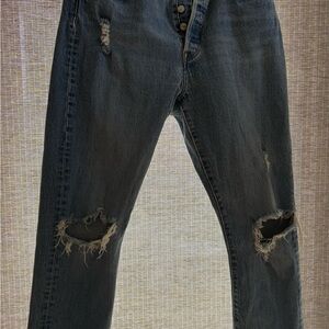 Slim Straight Women’s Washed Blue Ripped Jeans